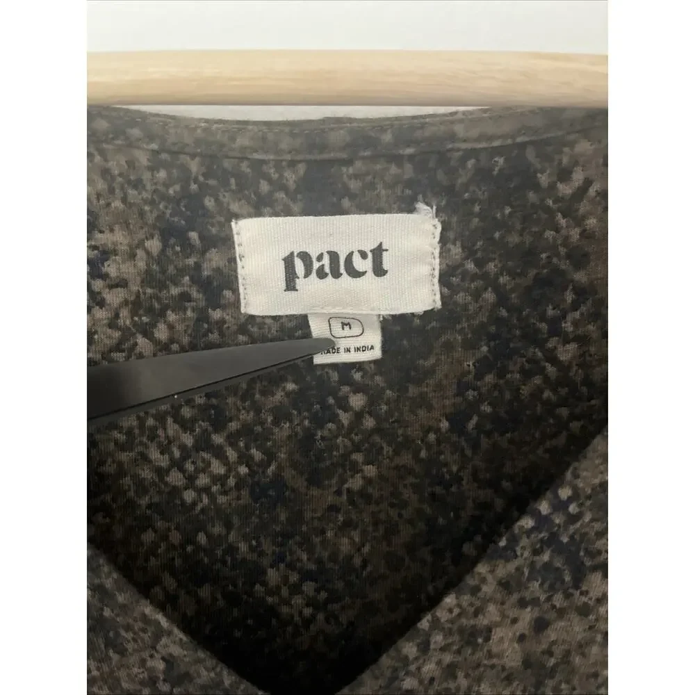 Pact Organic Cotton Dress Size‎ Medium Faux Wrap Snake Print Green Black